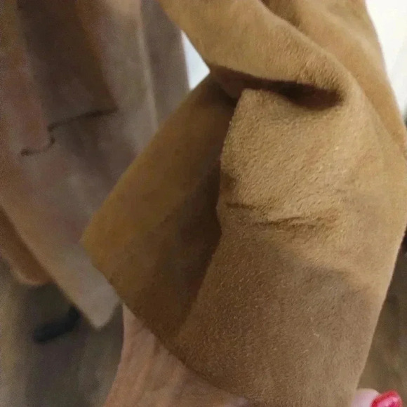 VINTAGE 1960 Suede Coat Mink Collar - Satin Lined size 12 - Picture 7 of 14